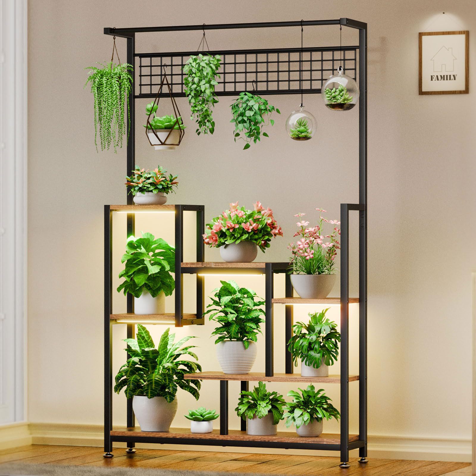 Bookcase Wood Shelf - Modern Garden Living Room Metal Wooden