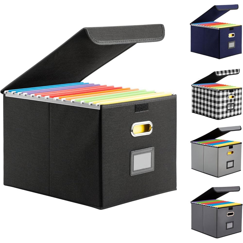 Home Office Box - Collapsible File Box with Lid &