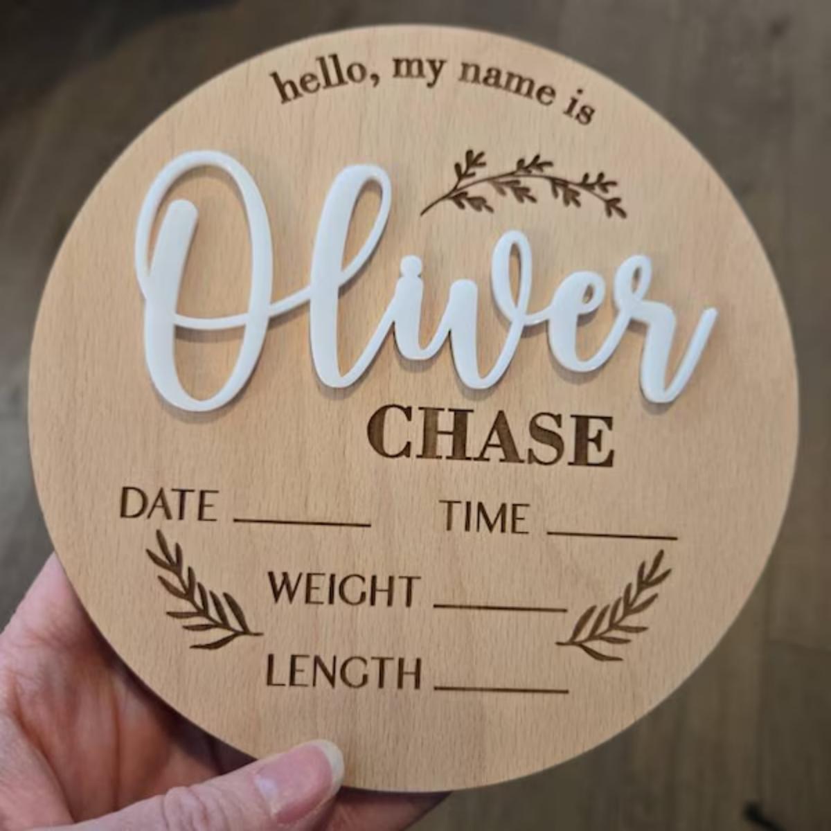 Home Office Design - 1Pc Custom Baby Announcement Sign Wooden