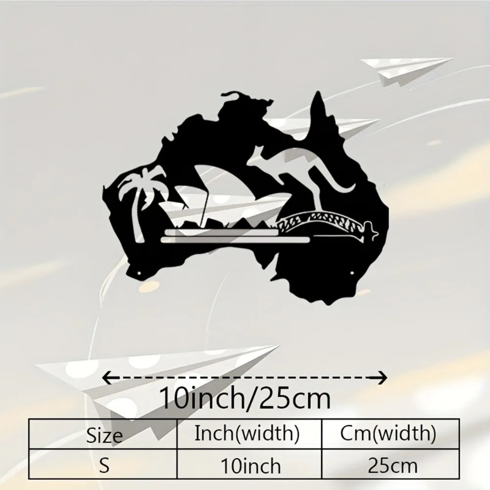 Home Office Australia - Australia Kangaroo Metal Wall Art Black
