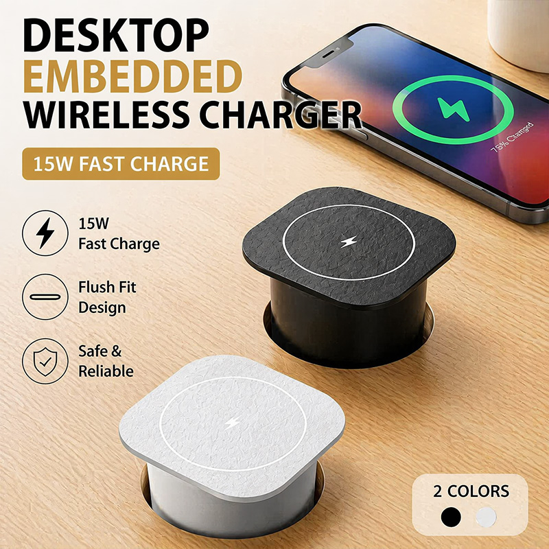 Desk Charging Station - Embedded Desk Wireless Charger 15W Fast