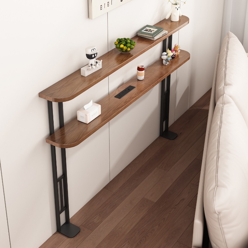 Bookcase Wood Shelf - Solid Wood Narrow Console Table Multifunctional