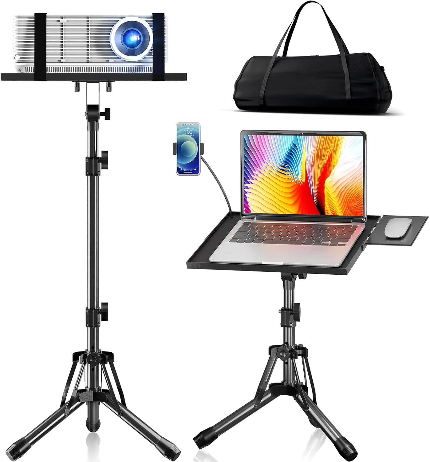 Home Office Free - Adjustable Projector Stand 20-61in, Foldable Tripod