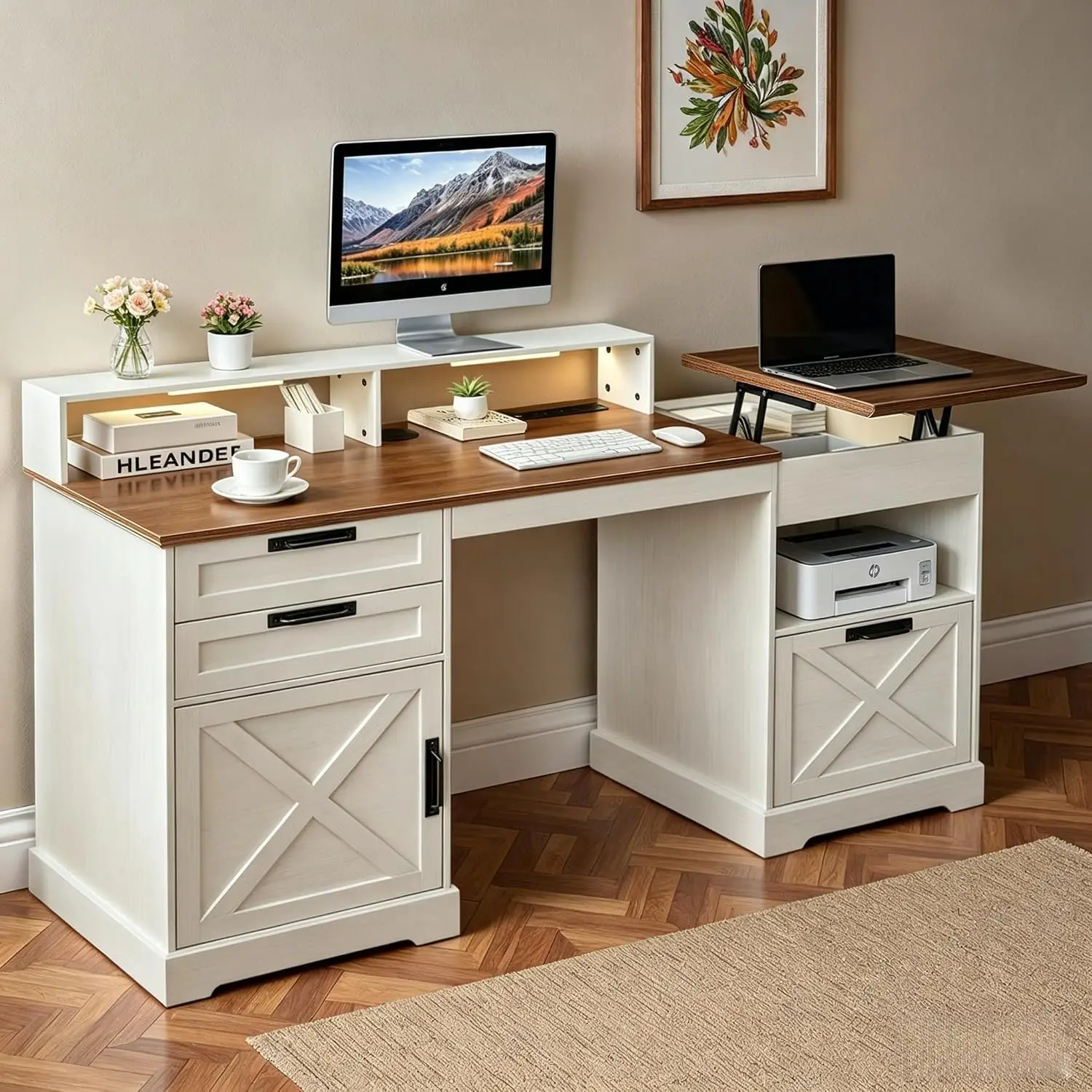 Desk Charging Station - Executive Desk with Lift Top, 63