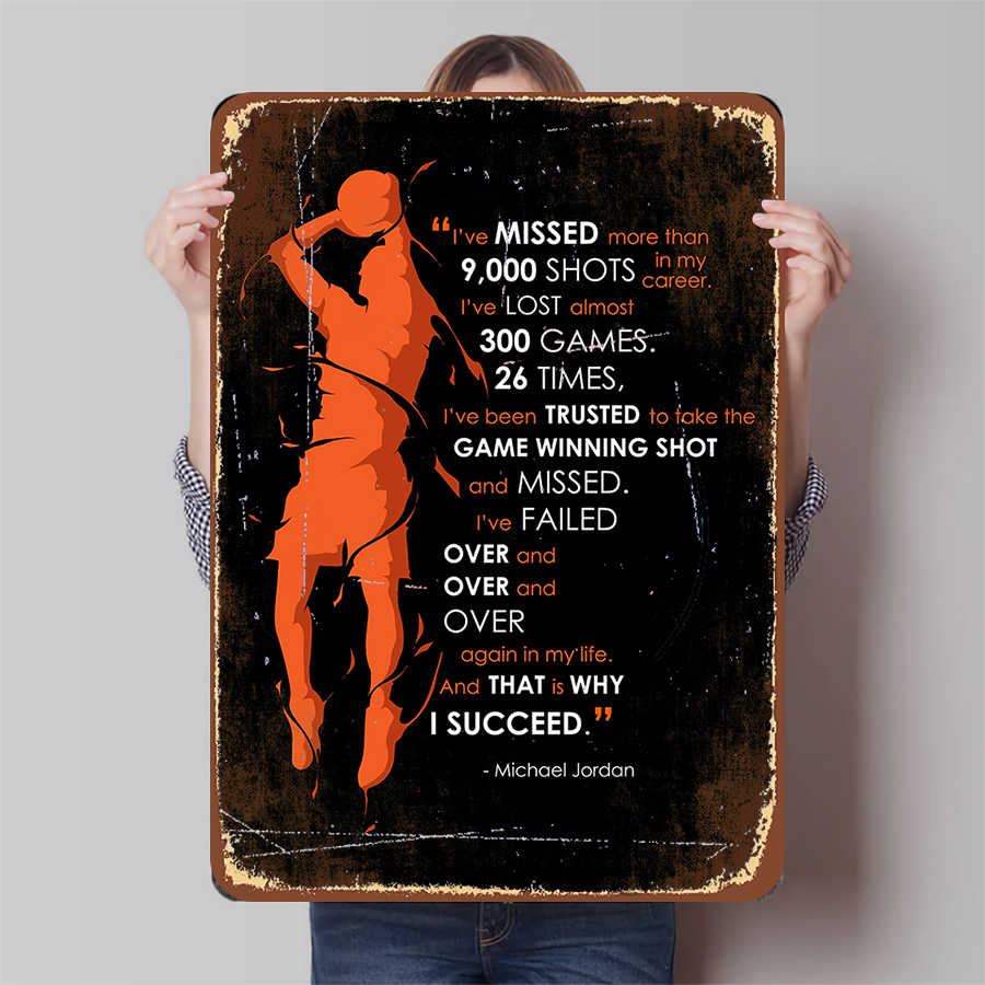 Home Office Quotes - Michael Jordan Inspirational Quote Metal Wall