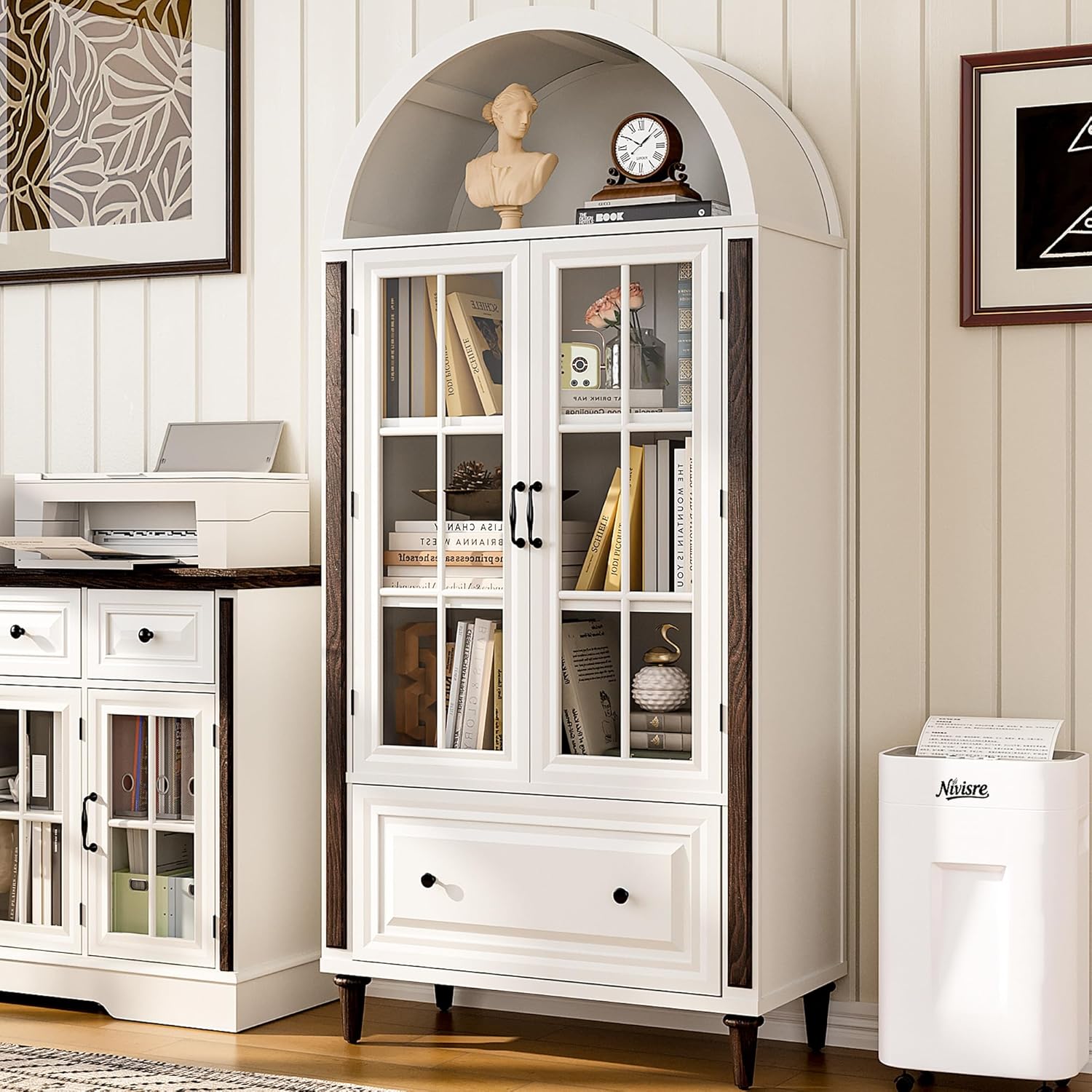 Home Office Free - 71” Handcrafted Arched Bookcase, Filing Cabinet