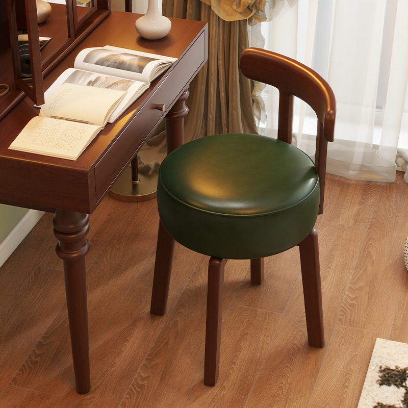 Home Office In Living Room - Solid wood rotating dressing chair, leather