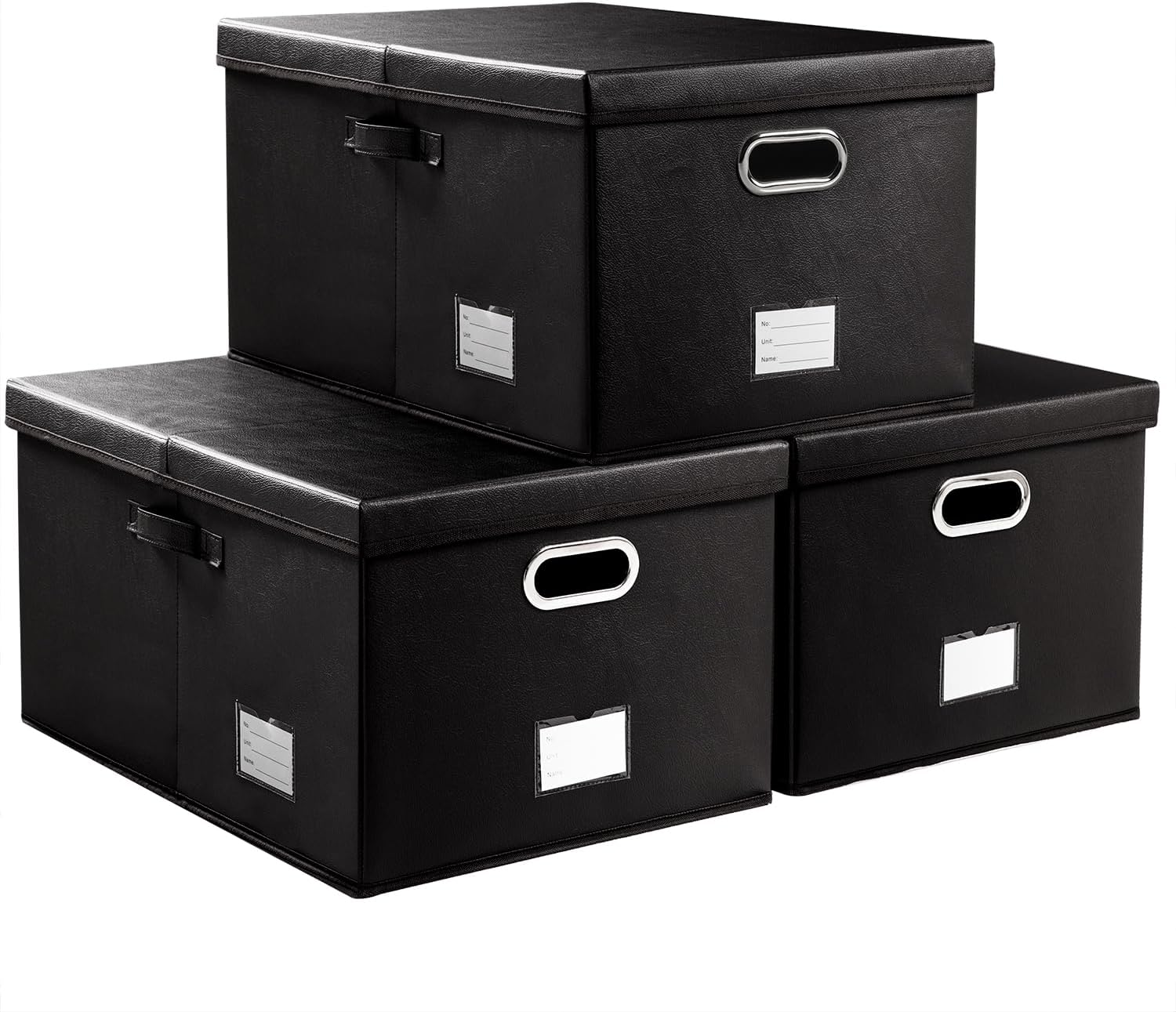 Home Office Box - 3-Pack Collapsible Storage Box with Lid,