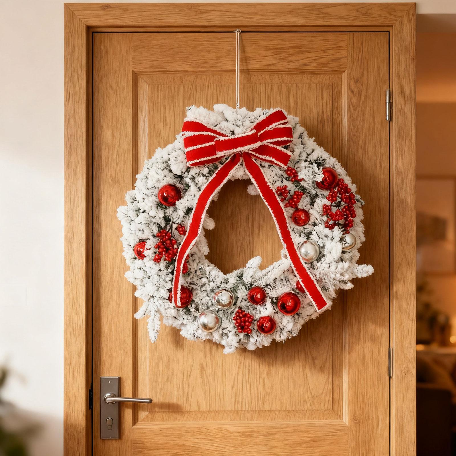 Home Office Backdrop - Christmas Door Wreath Artificial Pine Garland