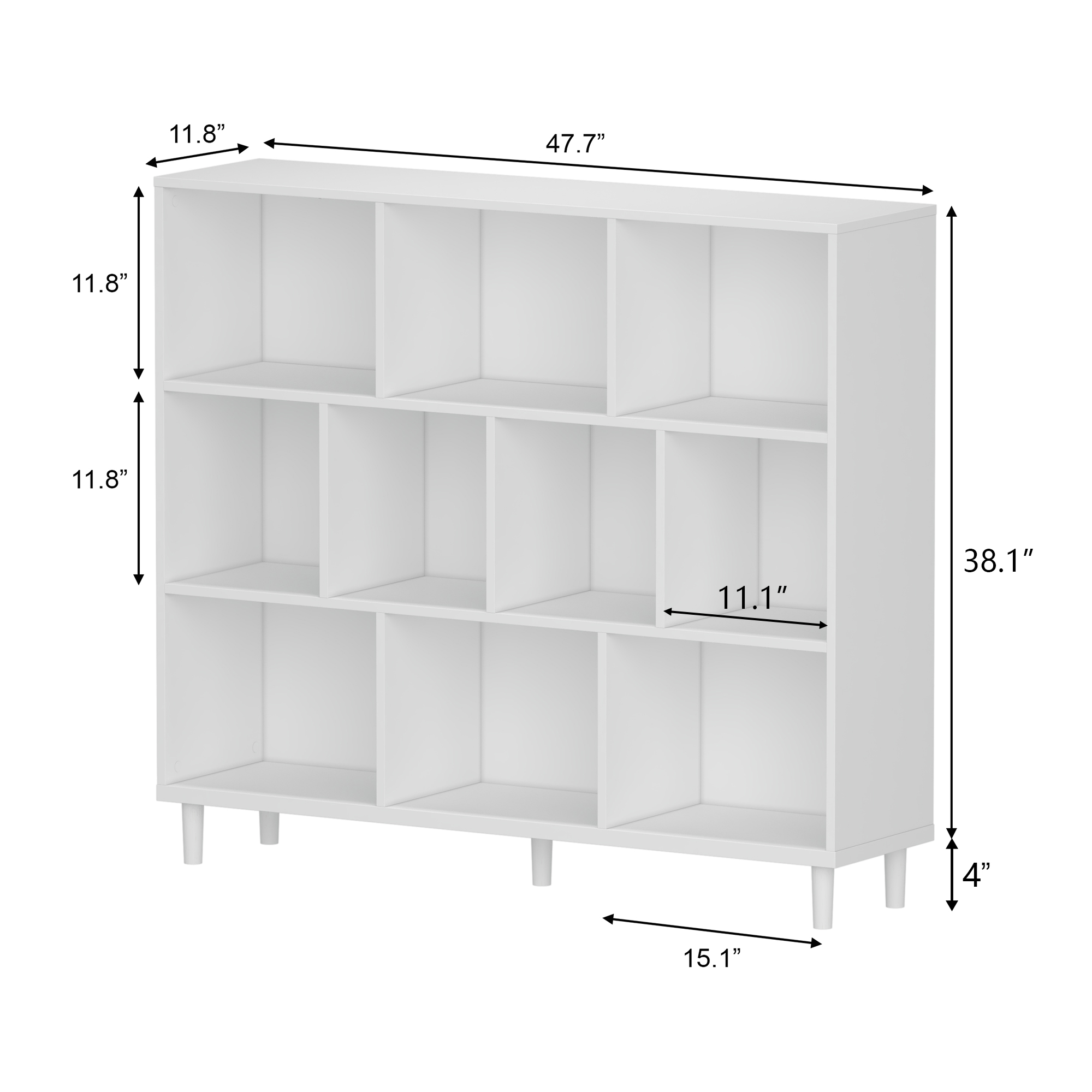 10-Cube Open Bookshelf White 3 - Bookcase Wood Shelf recension och pris