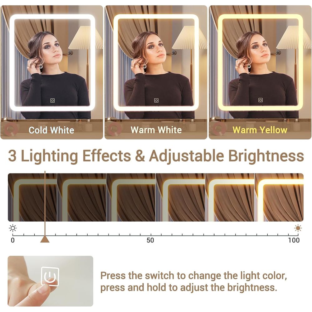 BTHST Vanity Desk with Lights  - Desk Charging Station recension och pris