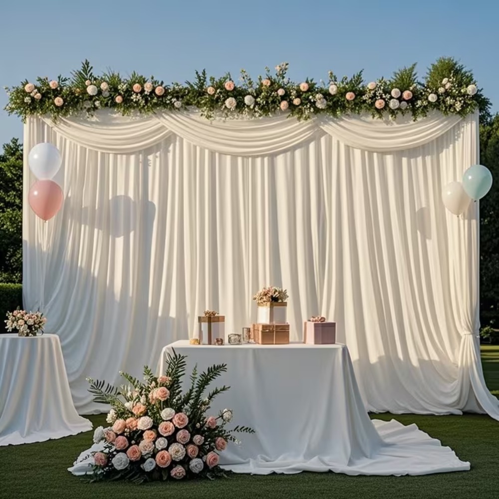 Satin Backdrop Curtain, Wrinkl - Home Office Backdrop recension och pris