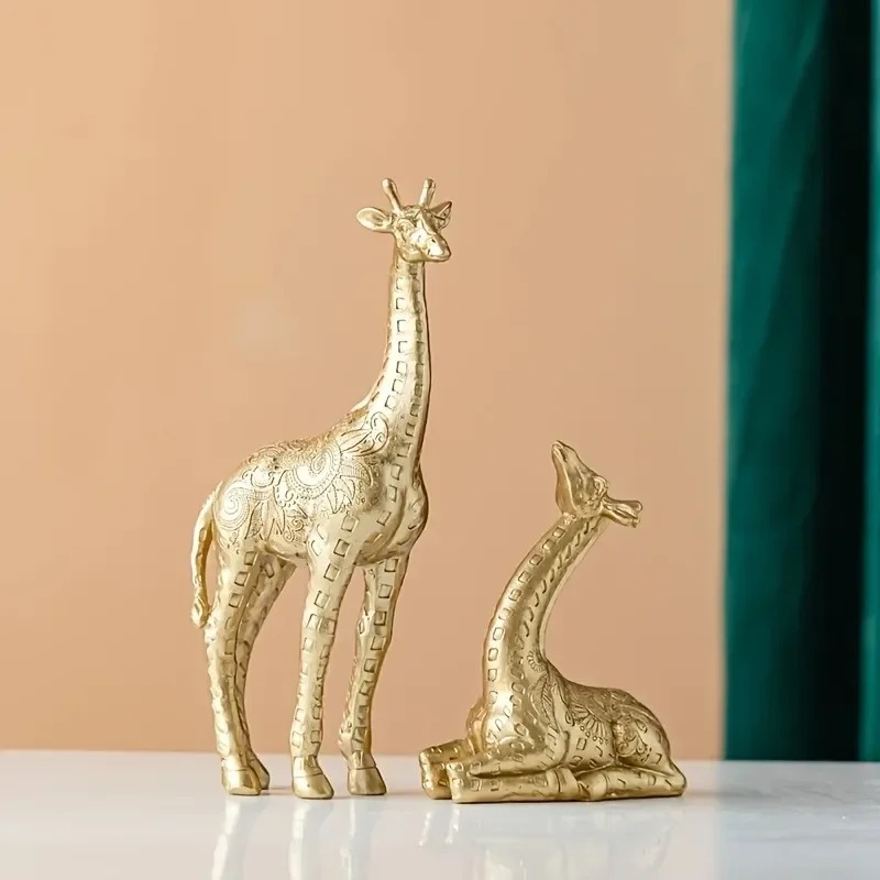 2pcs/set Giraffe Ornament, Gol - Home Office With Bookshelves recension och pris