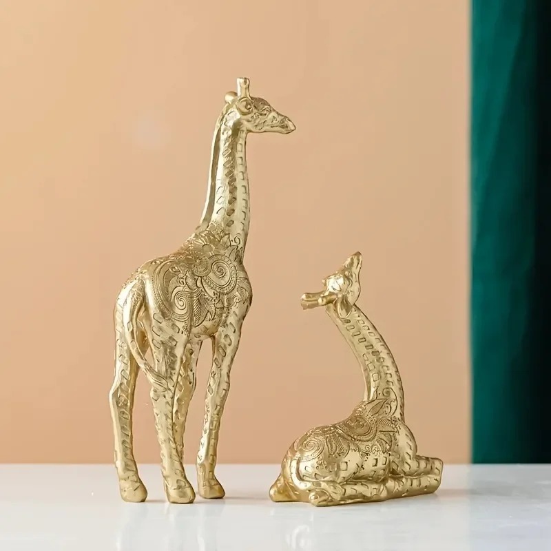 2pcs/set Giraffe Ornament, Gol - Home Office With Bookshelves recension och pris