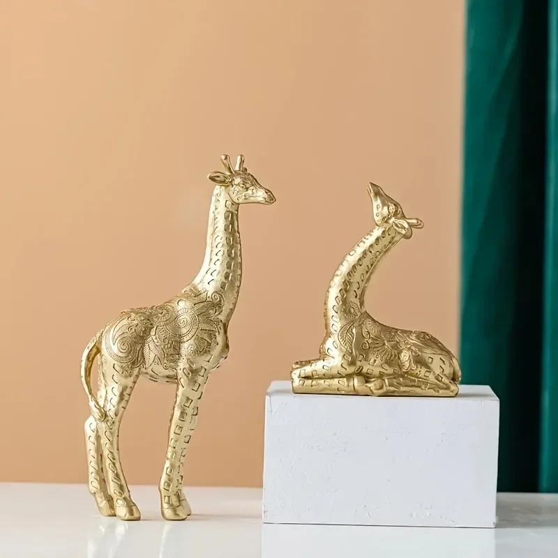 2pcs/set Giraffe Ornament, Gol - Home Office With Bookshelves recension och pris