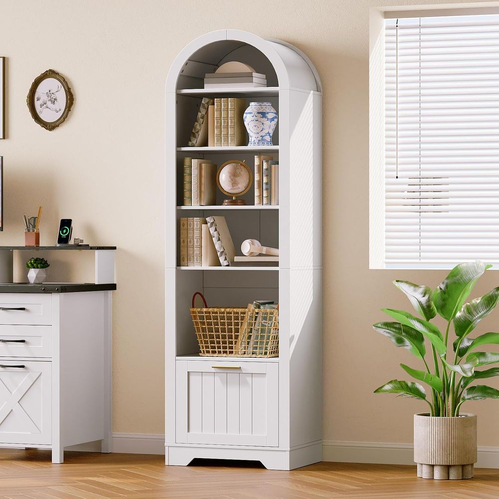 6-Tier Arched Wooden Bookcase  - Bookcase Wood Shelf recension och pris