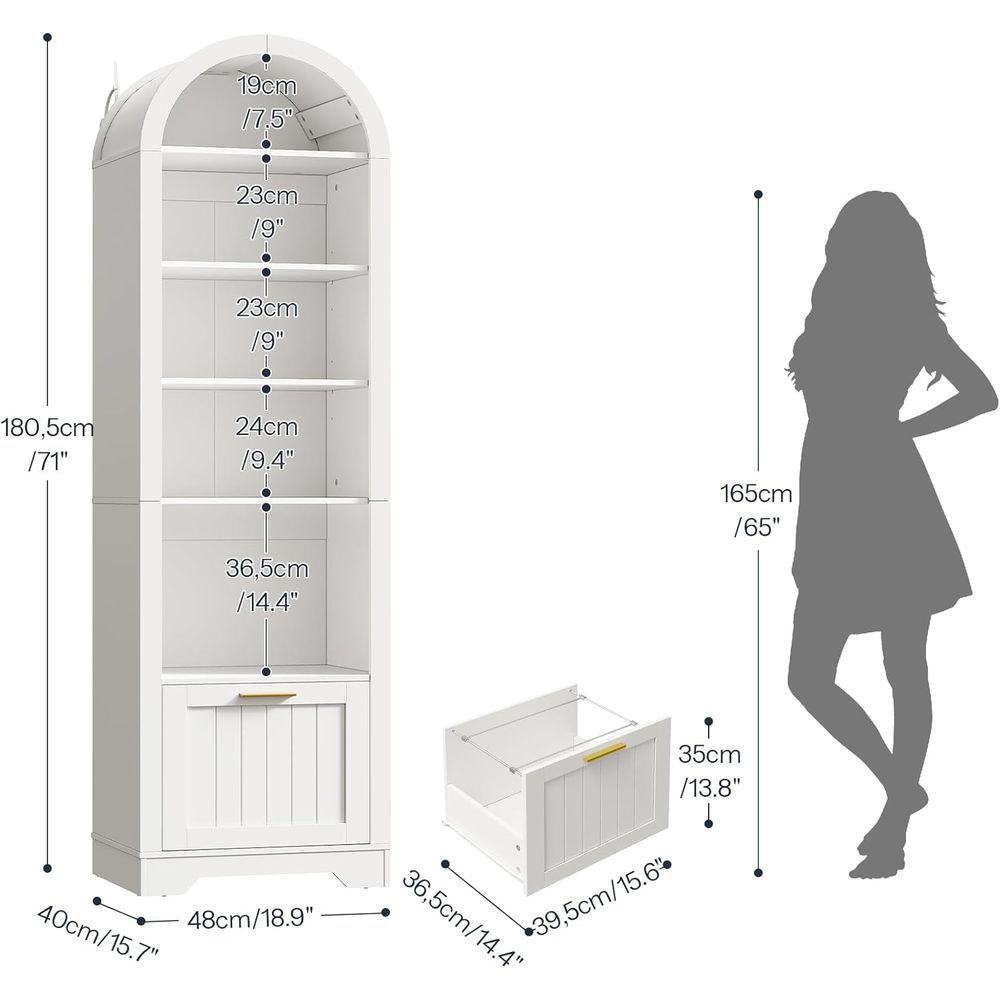 6-Tier Arched Wooden Bookcase  - Bookcase Wood Shelf recension och pris