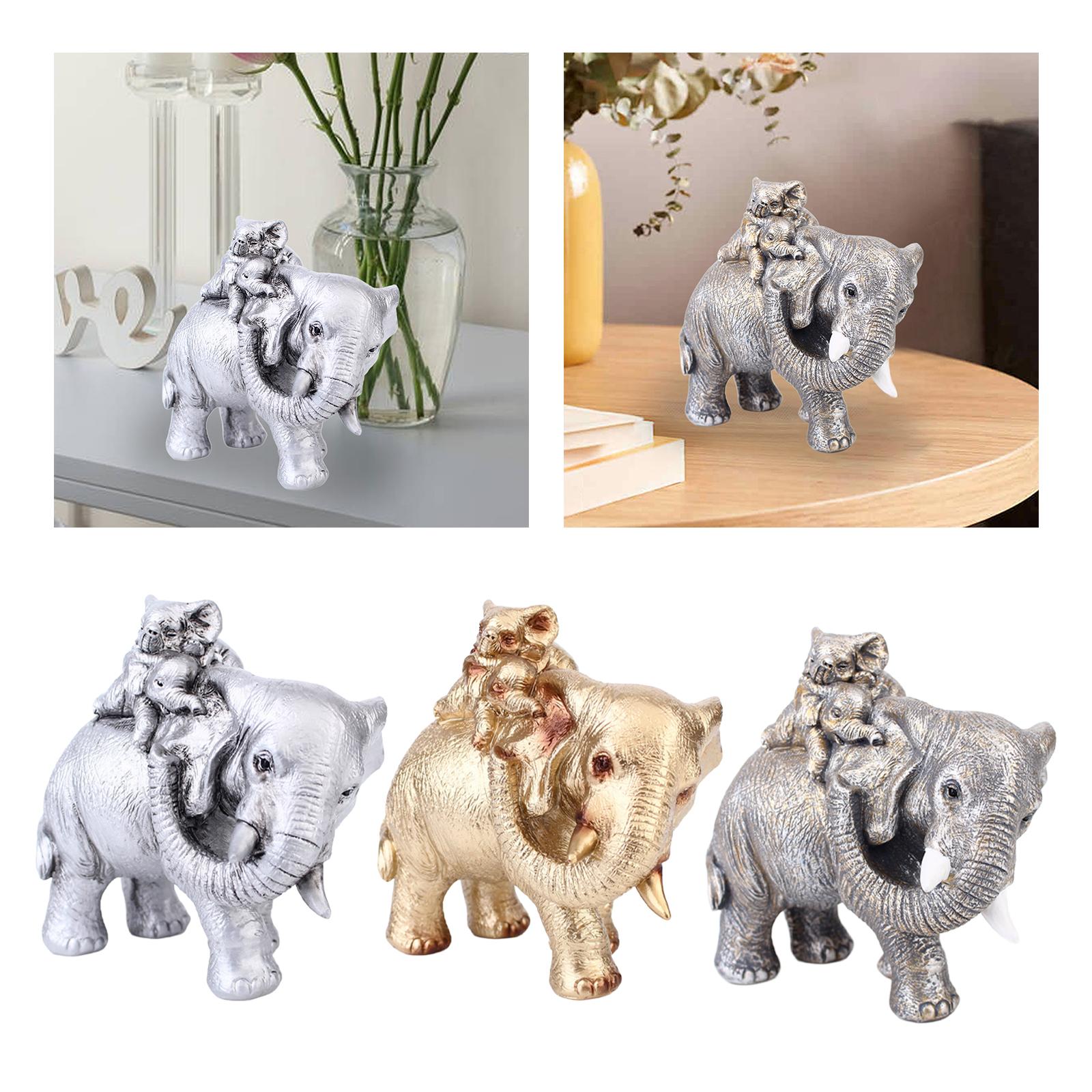 Elephant Mother and Child Stat - Home Office With Bookshelves recension och pris