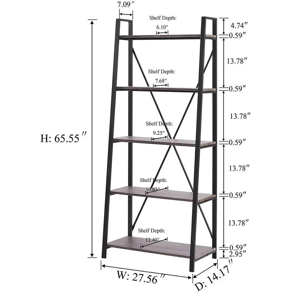 5-Tier Ladder Bookshelf, Indus - Home Office With Bookshelves recension och pris