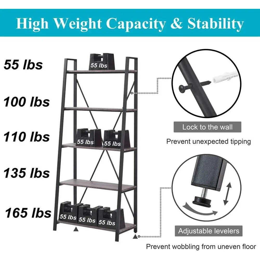 5-Tier Ladder Bookshelf, Indus - Home Office With Bookshelves recension och pris