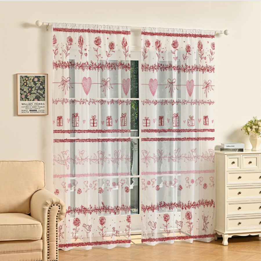 2PCS Digital Print Sheer Curta - Home Office Box recension och pris