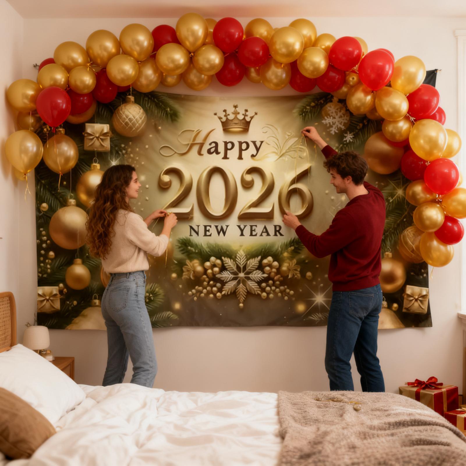 Happy New Year Banner 7x5 Ft G - Home Office Backdrop recension och pris