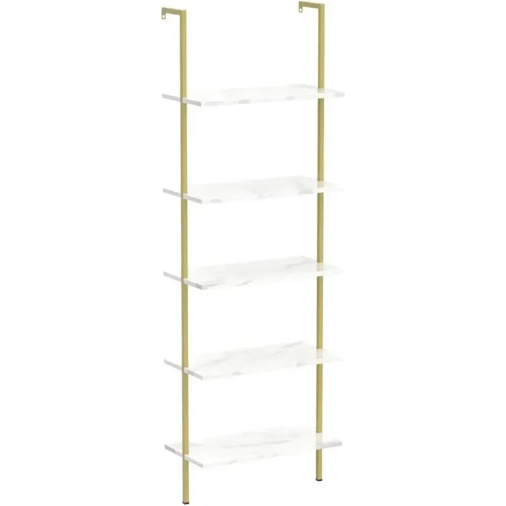 5-Tier White Marble Wall-Mount - Home Office With Bookshelves recension och pris