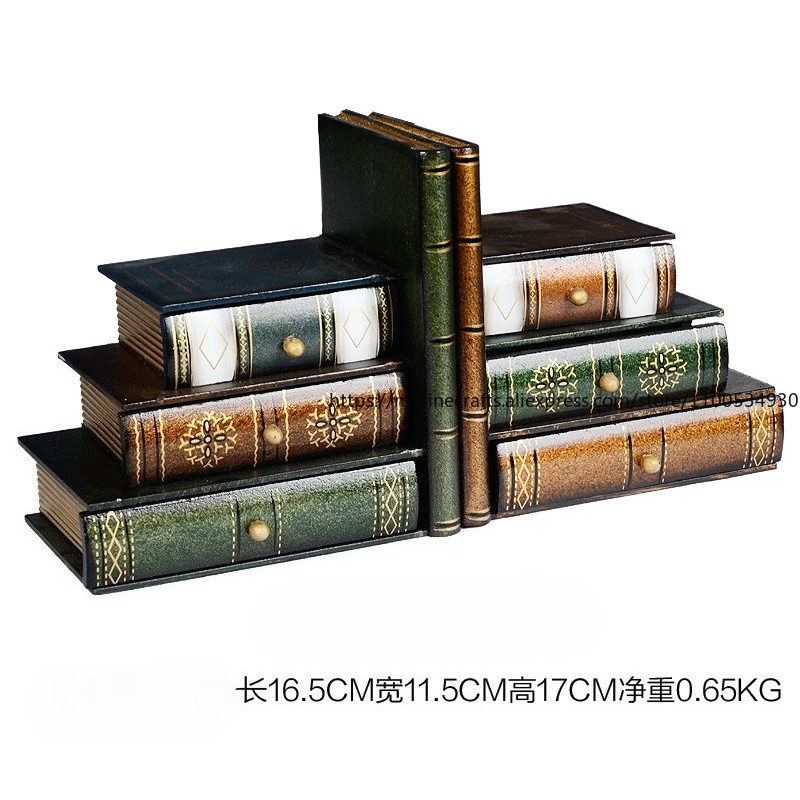 Retro Fake Book Ornaments Euro - Bookcase Wood Shelf recension och pris