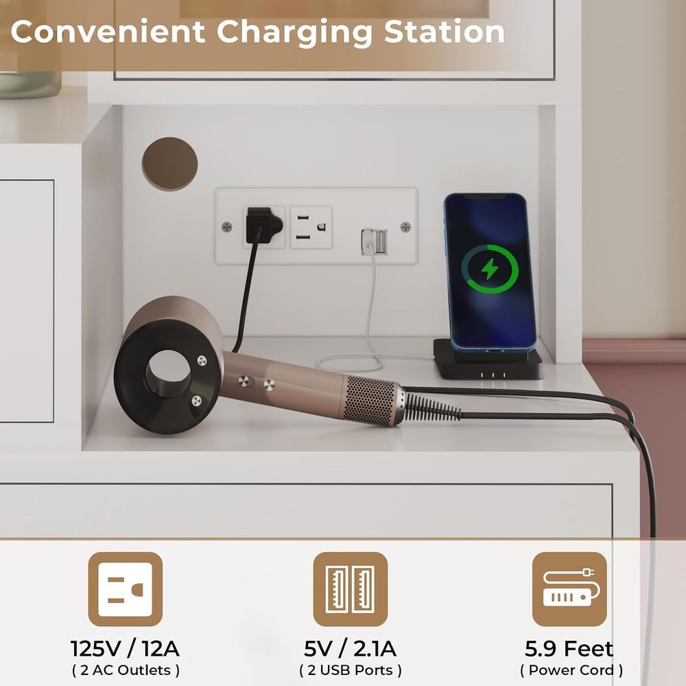 Tiptiper Makeup Vanity with Li - Desk Charging Station recension och pris