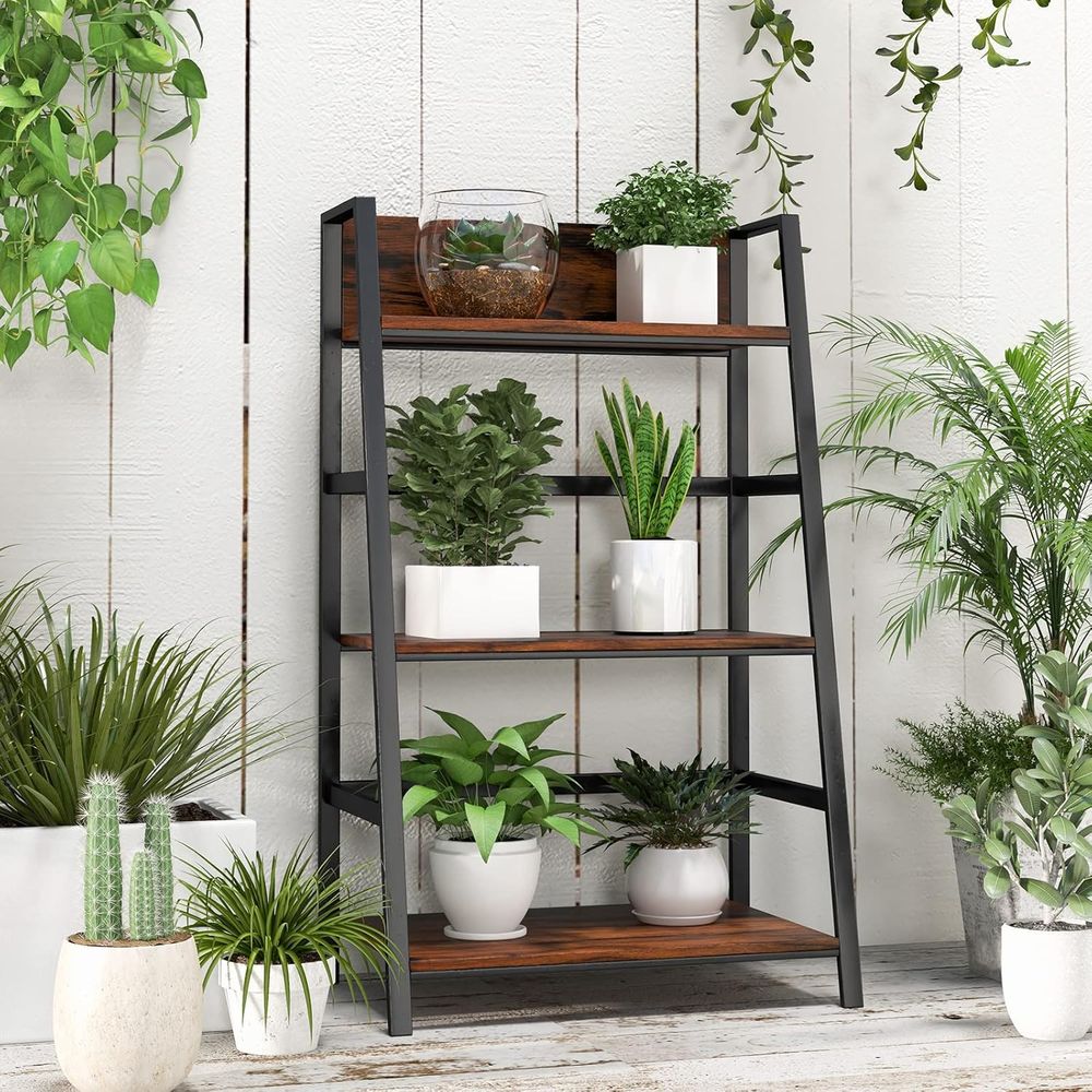 3-Tier Wooden Industrial Books - Home Office With Bookshelves recension och pris