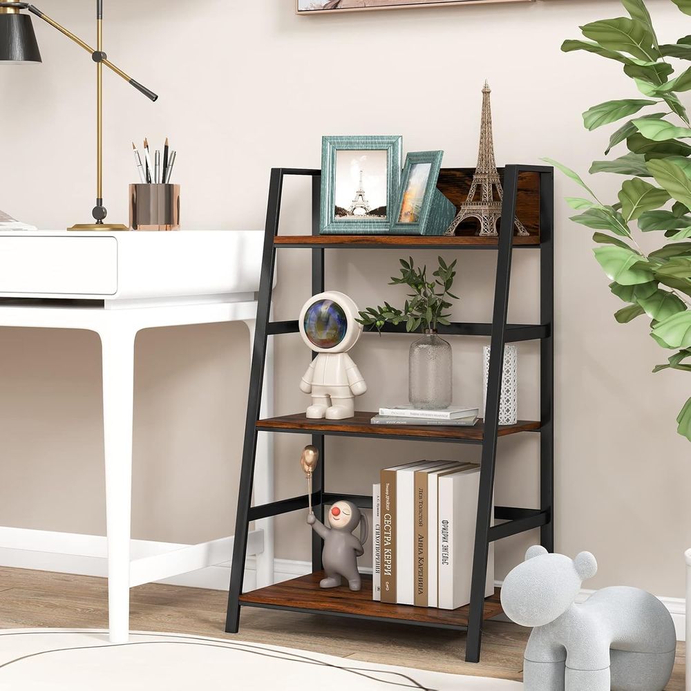 3-Tier Wooden Industrial Books - Home Office With Bookshelves recension och pris
