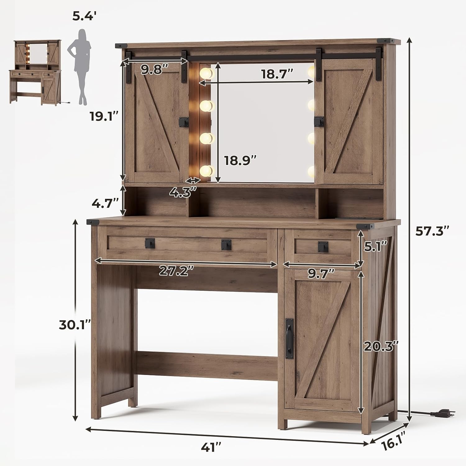 Farmhouse Bedroom Vanity Desk  - Desk Charging Station recension och pris