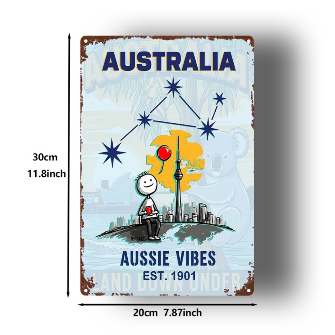 Metal Sign 2D Flat 1pc Austral - Home Office Australia recension och pris