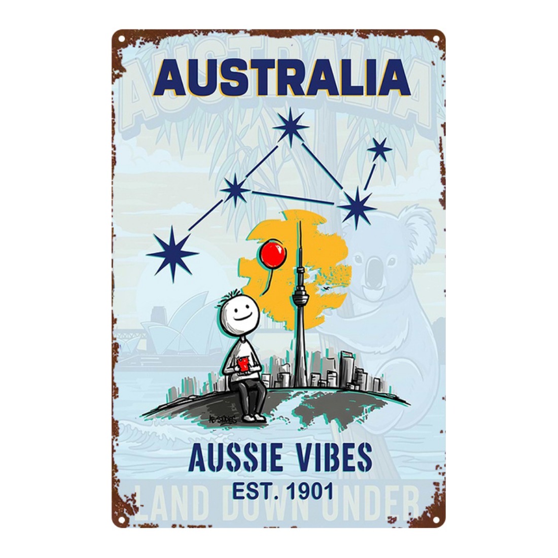Metal Sign 2D Flat 1pc Austral - Home Office Australia recension och pris