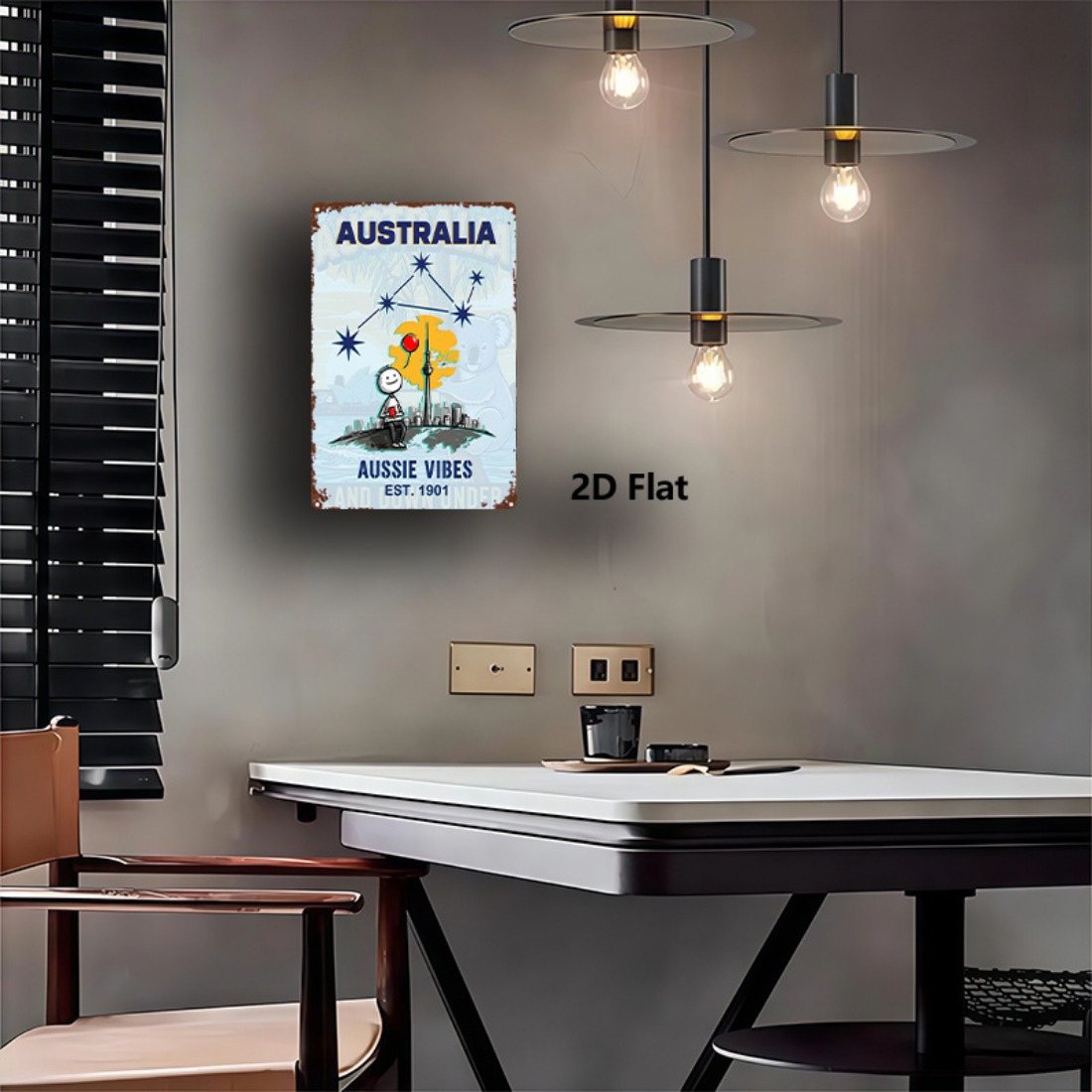 Metal Sign 2D Flat 1pc Austral - Home Office Australia recension och pris