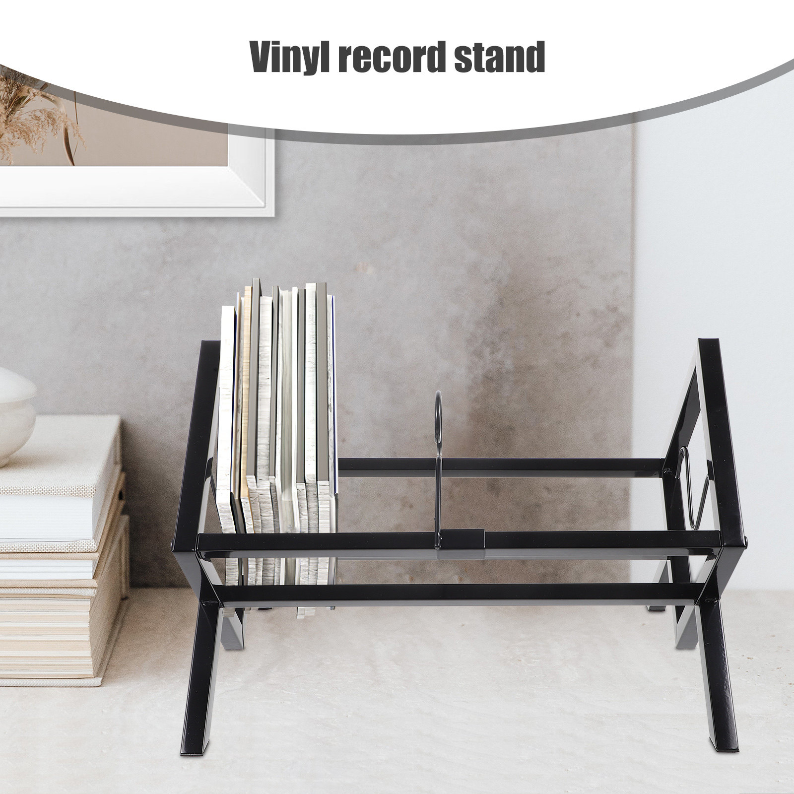 Vinyl Record Storage Rack Desk - Home Office With Bookshelves recension och pris