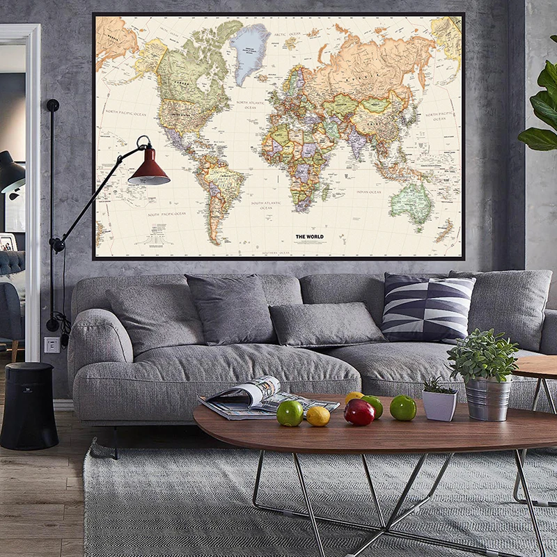 150x225cm Retro World Map Phot - Home Office Backdrop recension och pris