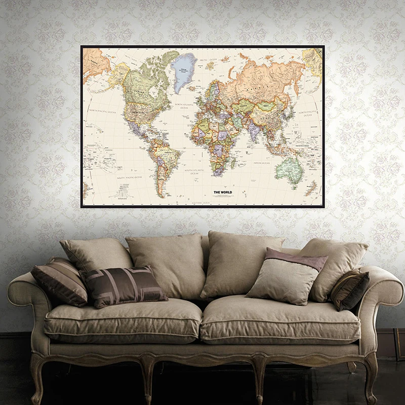 150x225cm Retro World Map Phot - Home Office Backdrop recension och pris
