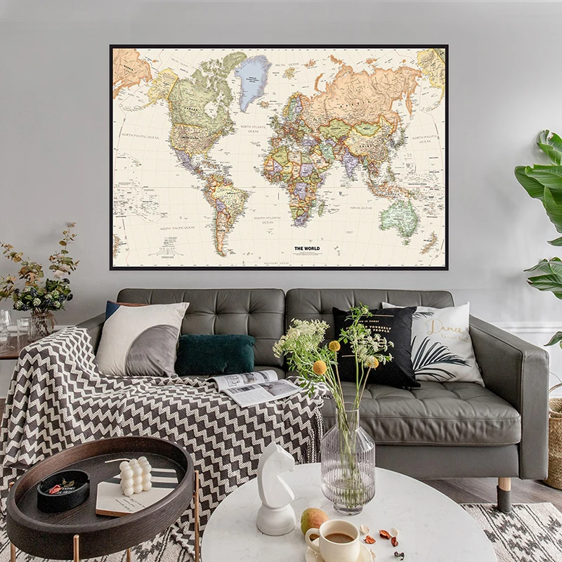 150x225cm Retro World Map Phot - Home Office Backdrop recension och pris