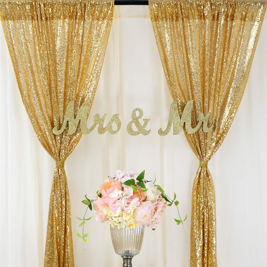 2PCS Gold Sequin Party Backdro - Home Office Backdrop recension och pris