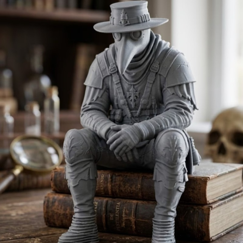 Plague Doctor Desktop Decorati - Home Office With Bookshelves recension och pris
