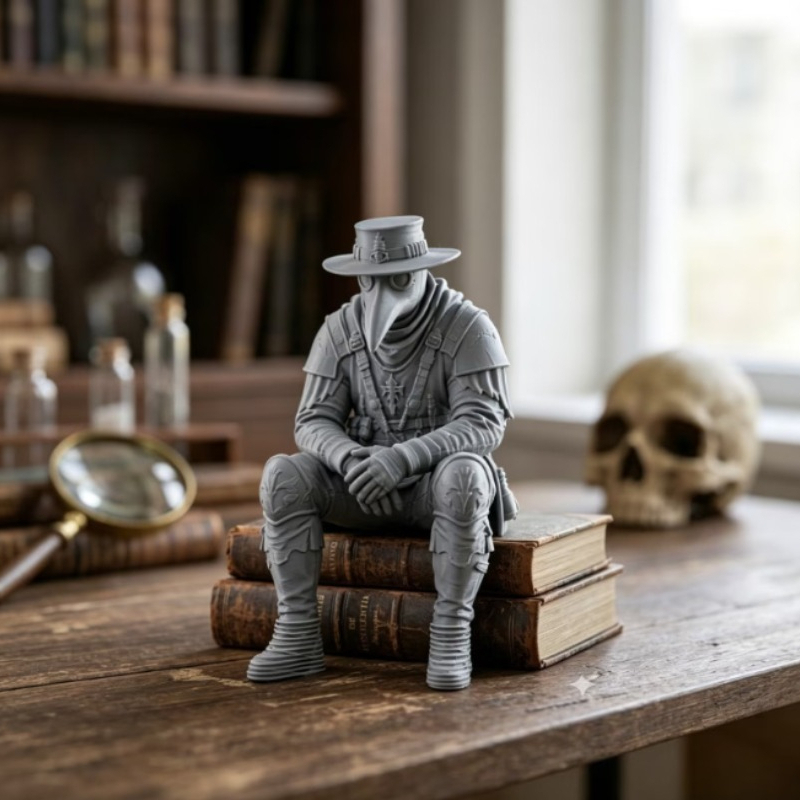 Plague Doctor Desktop Decorati - Home Office With Bookshelves recension och pris