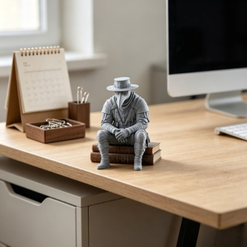 Plague Doctor Desktop Decorati - Home Office With Bookshelves recension och pris
