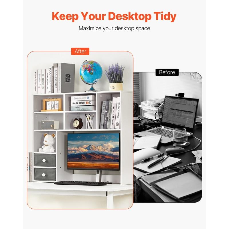Desktop Bookshelf, 3-Tier Desk - Home Office With Bookshelves recension och pris
