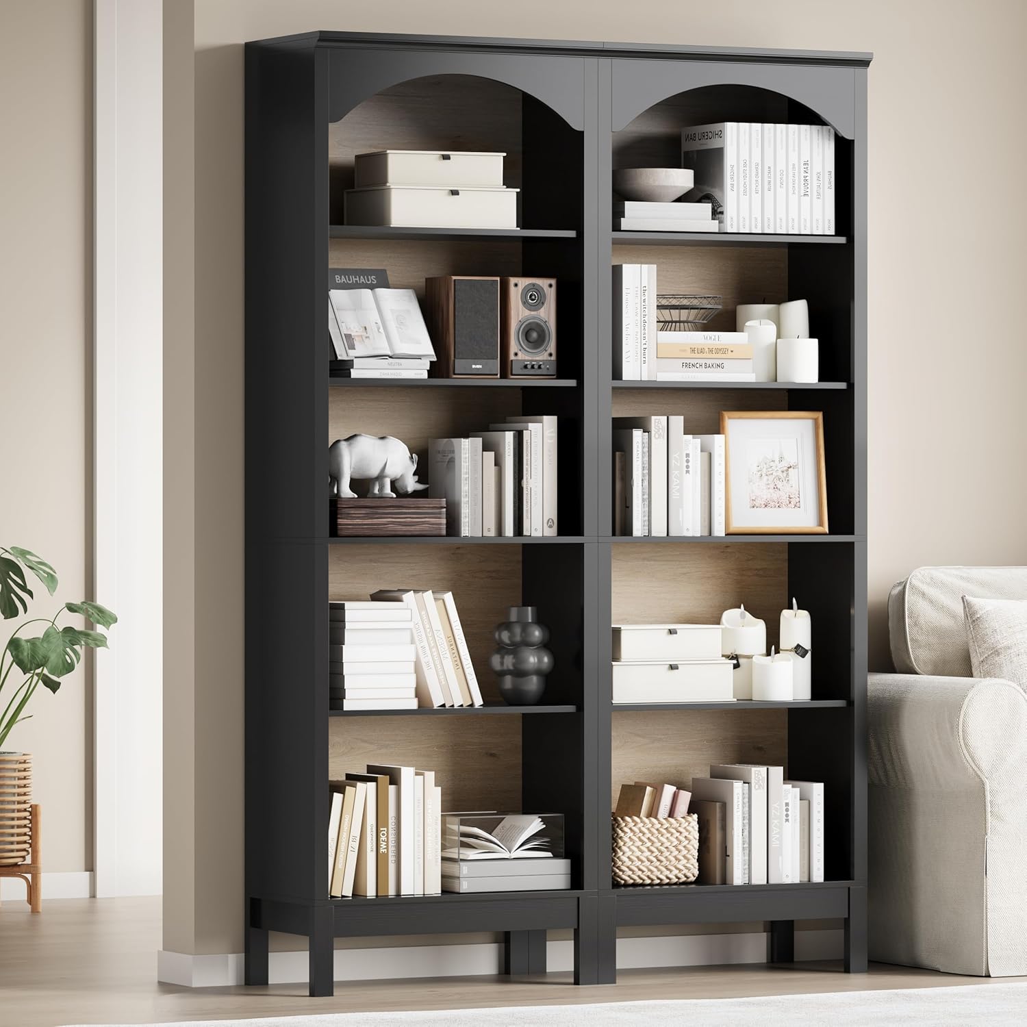 Arched Bookshelf with 5 Tier O - Bookcase Wood Shelf recension och pris
