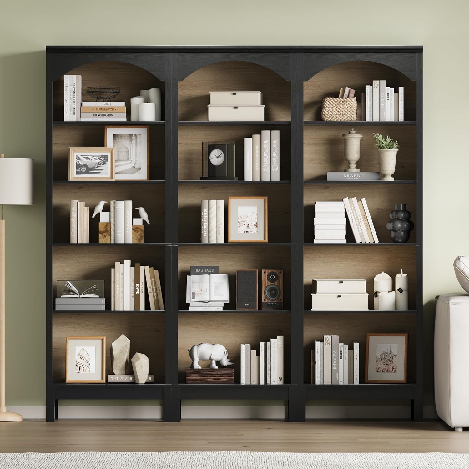 Arched Bookshelf with 5 Tier O - Bookcase Wood Shelf recension och pris