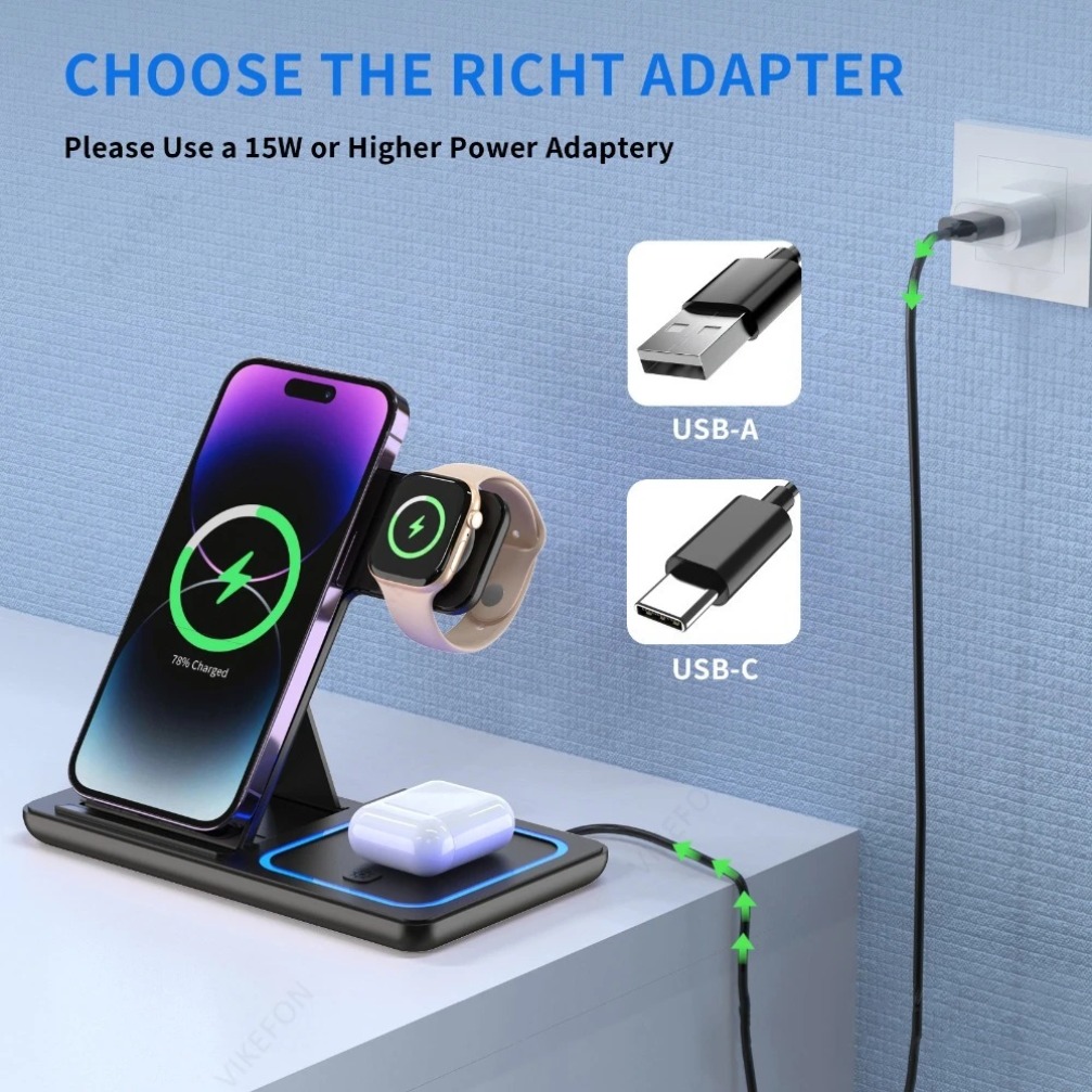 Foldable 3 in 1 Wireless Charg - Desk Charging Station recension och pris