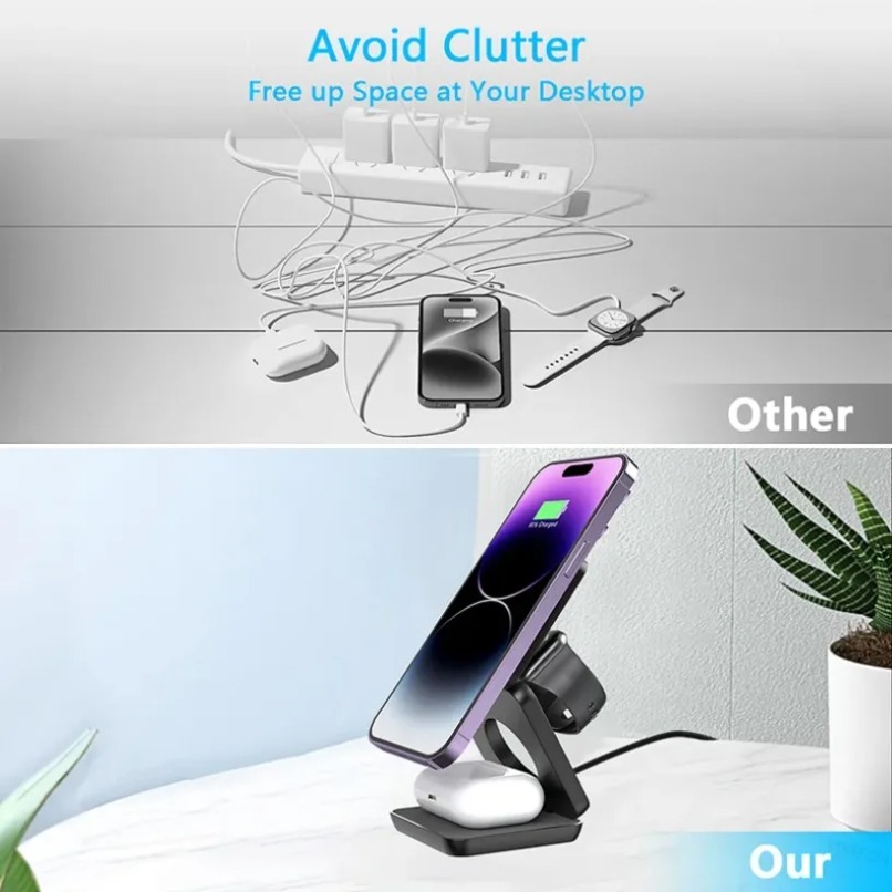 3 in 1 Foldable Magnetic Wirel - Desk Charging Station recension och pris