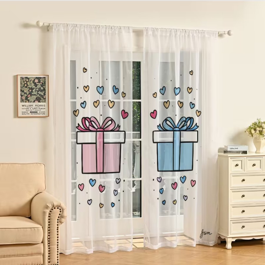 2PCS Digital Print Sheer Curta - Home Office Box recension och pris