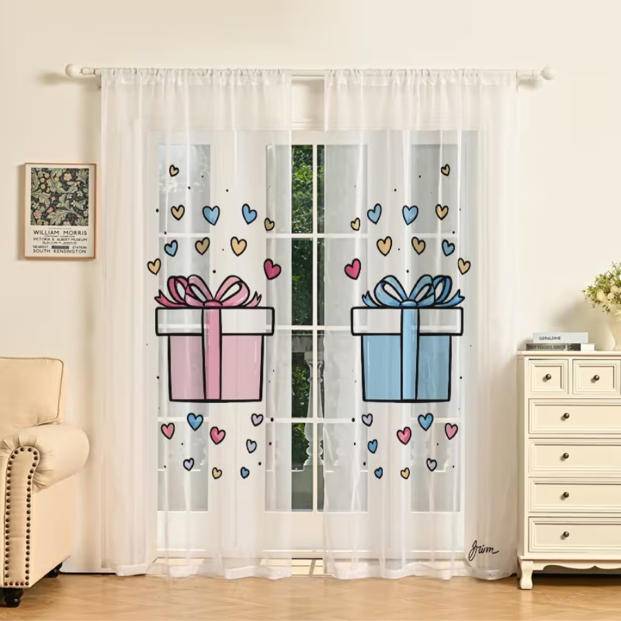 2PCS Digital Print Sheer Curta - Home Office Box recension och pris